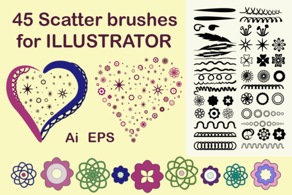 45 Scatter Brushes for Illustrator