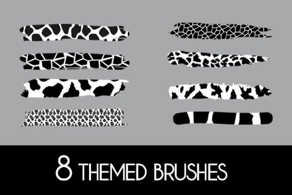 8 Giraffe Black White Themed Brushes