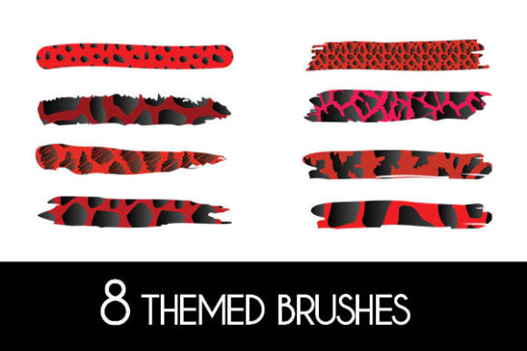 8 Giraffe Red Themed Brushes Patterns