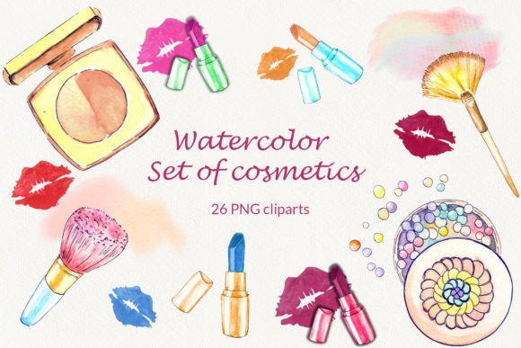 Evaluating the Watercolor Set of Cosmetics Digital Clipart Collection