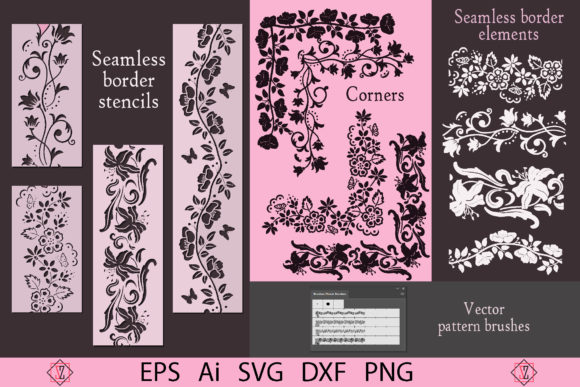 Floral Borders, Stencils, Corners & Vectors