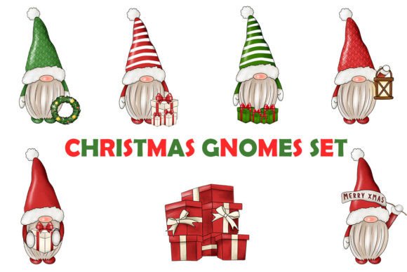 Hand-painted Christmas Gnomes Set