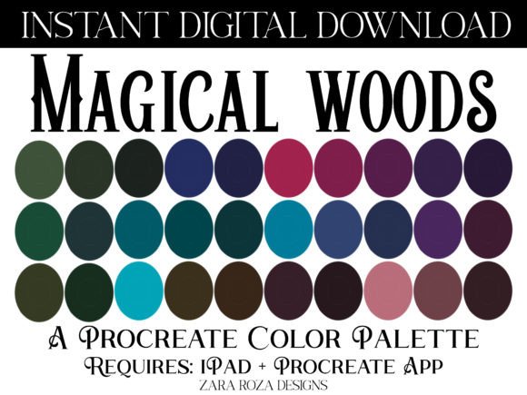 Magical Woods Procreate Color Palette: A Versatile Tool for Dark Academia and Gothic Digital Art