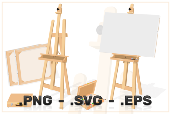 Mastering Digital Branding with the Art Studio with Easel and Paints Vector Design Kit