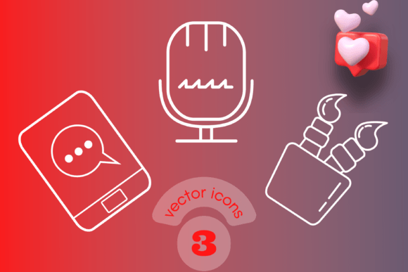 Phone, Mic & Brush Vector Icons