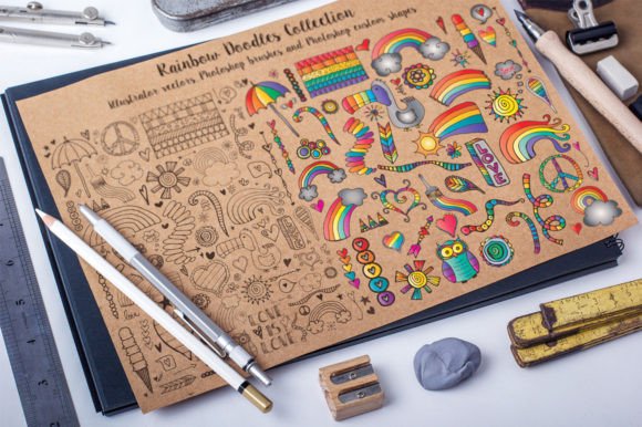 Rainbow Doodles: Versatile Hand-Drawn Assets