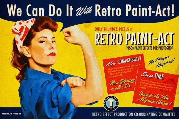Retro Paint-Act - PS Action Kit: Bringing 1950s Advertising Aesthetics to Modern Design